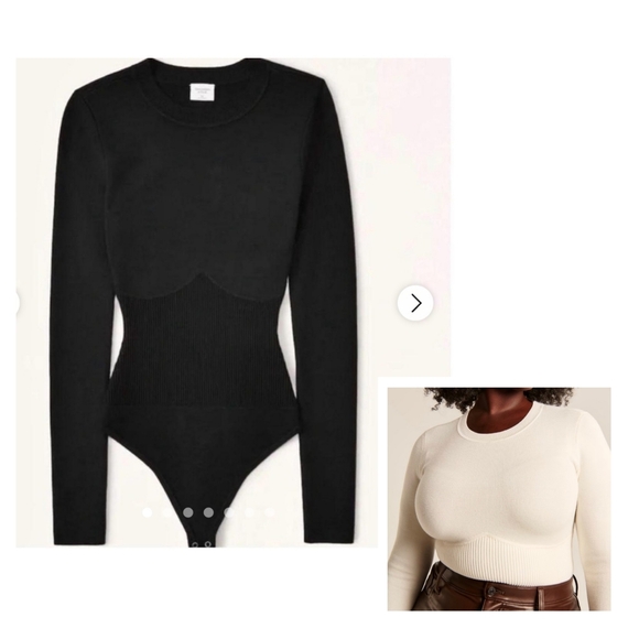 Abercrombie & Fitch Tops - Abercrombie & Fitch Long-Sleeve Crew Corset Sweater Bodysuit Snaps Black Size M